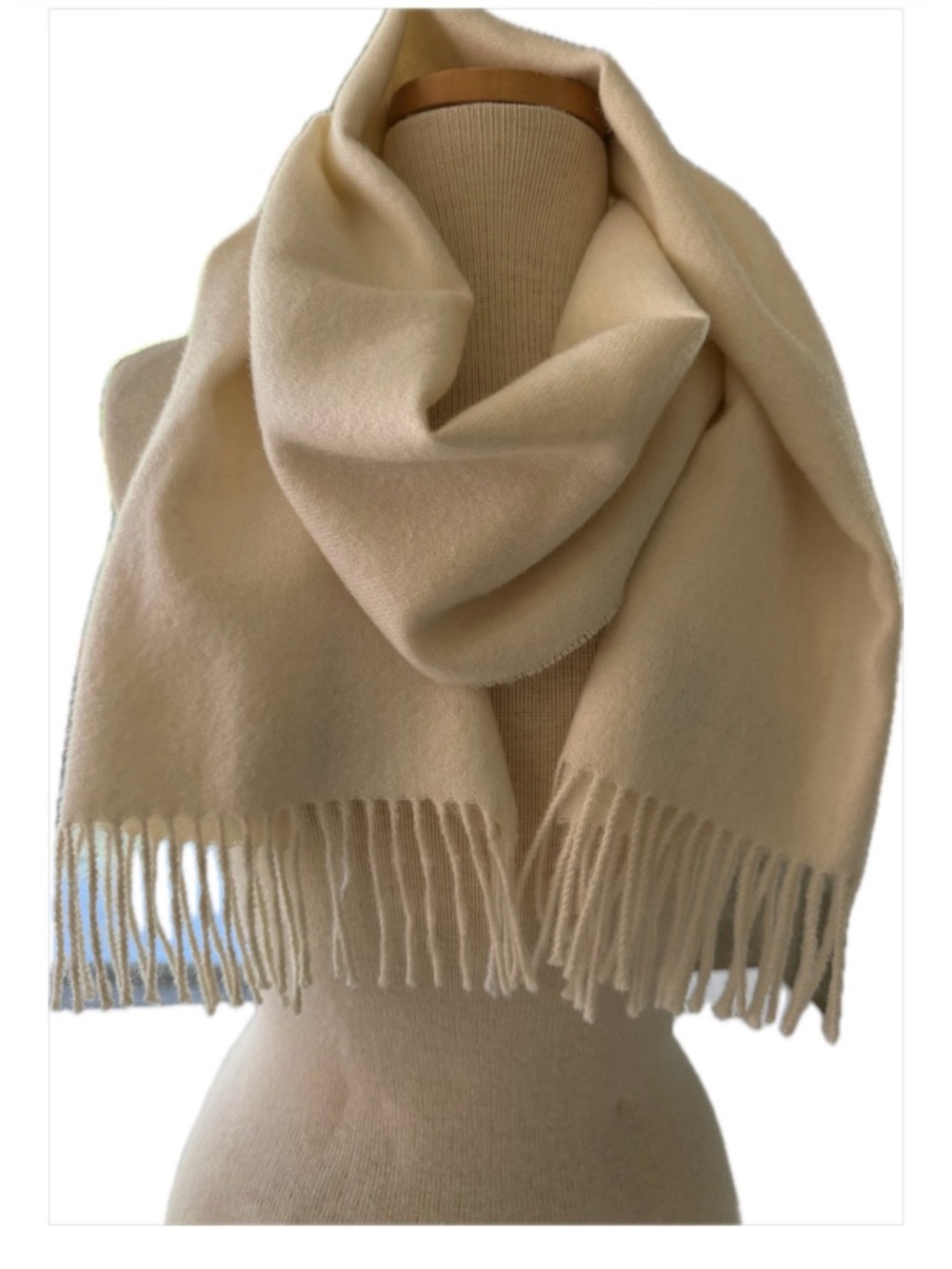 Peruvian Alpaca Cozy Cream Fringe Scarf - Women's Wrap